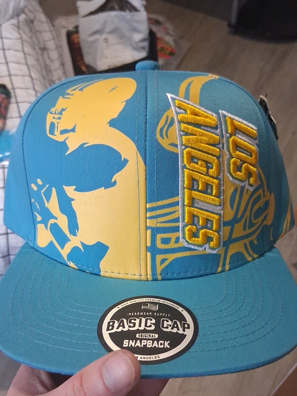 NFL Los Angeles Chargers Snapback Hat With Graphic Design Blue&Yellow